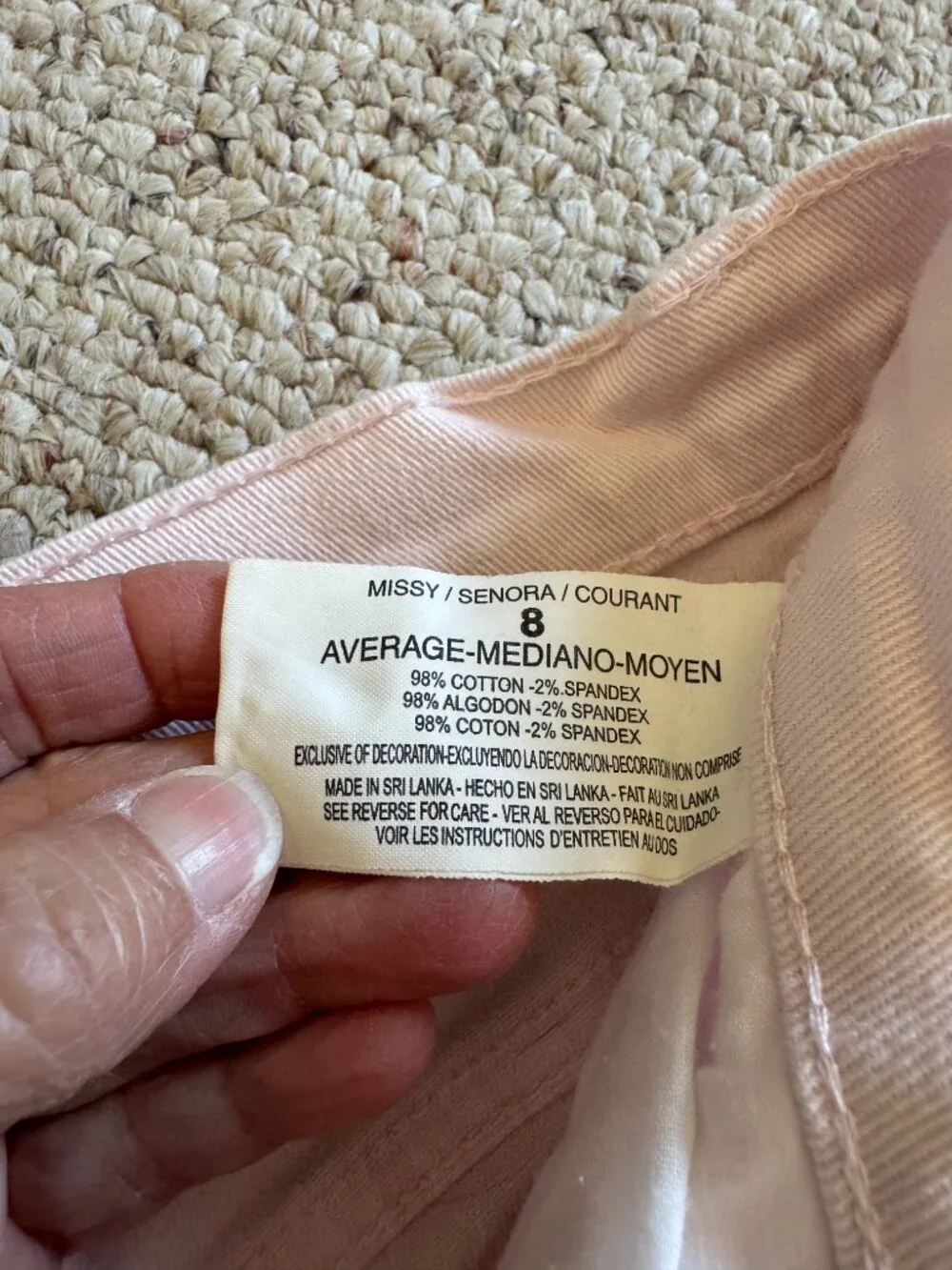 Hint of Pink Jeans Gloria Vanderbilt Missy Sz 8